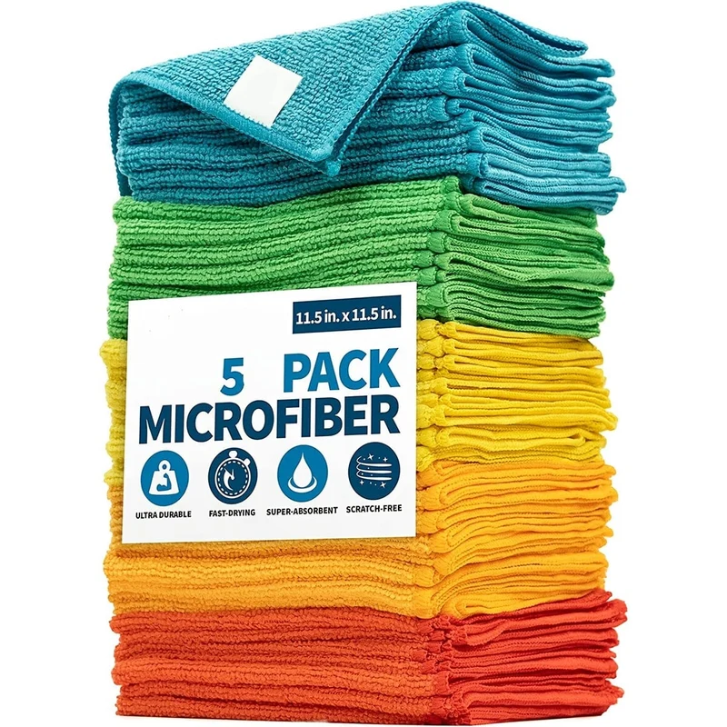 5/10 Stück, Mikrofaser-Reinigungstuch, Reinigungstücher für die Haushaltsführung, wiederverwendbare und fusselfreie Stofftücher, Haushalts- und Küchenbedarf, zufällige Farbe