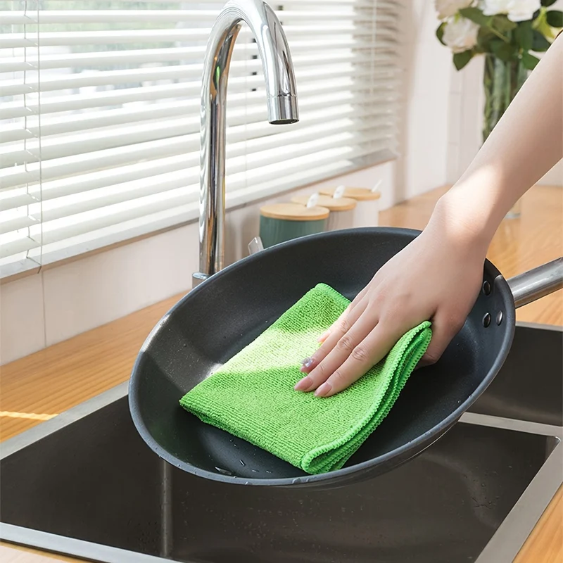 5/10 Stück, Mikrofaser-Reinigungstuch, Reinigungstücher für die Haushaltsführung, wiederverwendbare und fusselfreie Stofftücher, Haushalts- und Küchenbedarf, zufällige Farbe