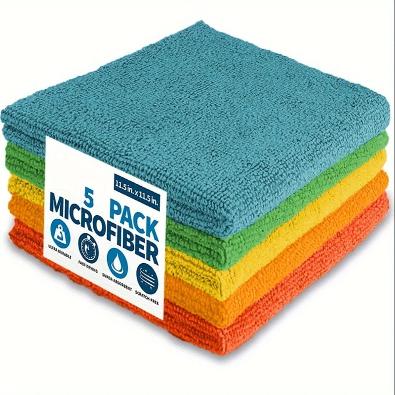 5/10 Stück, Mikrofaser-Reinigungstuch, Reinigungstücher für die Haushaltsführung, wiederverwendbare und fusselfreie Stofftücher, Haushalts- und Küchenbedarf, zufällige Farbe