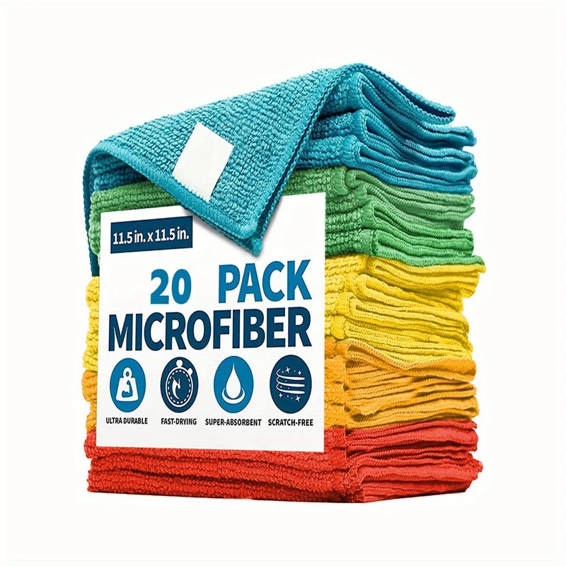 5/10 Stück, Mikrofaser-Reinigungstuch, Reinigungstücher für die Haushaltsführung, wiederverwendbare und fusselfreie Stofftücher, Haushalts- und Küchenbedarf, zufällige Farbe