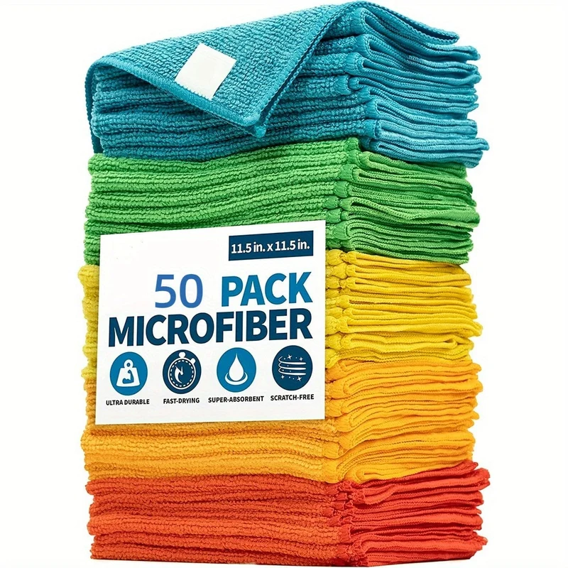 5/10 Stück, Mikrofaser-Reinigungstuch, Reinigungstücher für die Haushaltsführung, wiederverwendbare und fusselfreie Stofftücher, Haushalts- und Küchenbedarf, zufällige Farbe