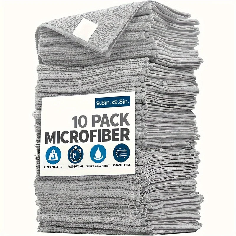 5/10/20-teiliges Küchentuch-Set, hellgraues Reinigungstuch-Set aus ultrafeinen Fasern, saugfähiges, weiches und fleckenentfernendes Tuch, zum Reinigen von Glas, Kochplatten, Töpfen, Schüsseln, Wasserhähnen und Lampenrußmaschinen