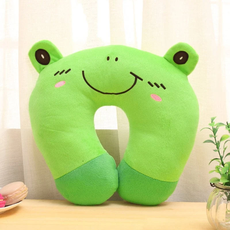 1 Stück U-förmiges Kissen, weiches und bequemes Kawaii-Cartoon-Tierdruck-Kissen, für Zuhause, Reisen, Flugzeug, Auto