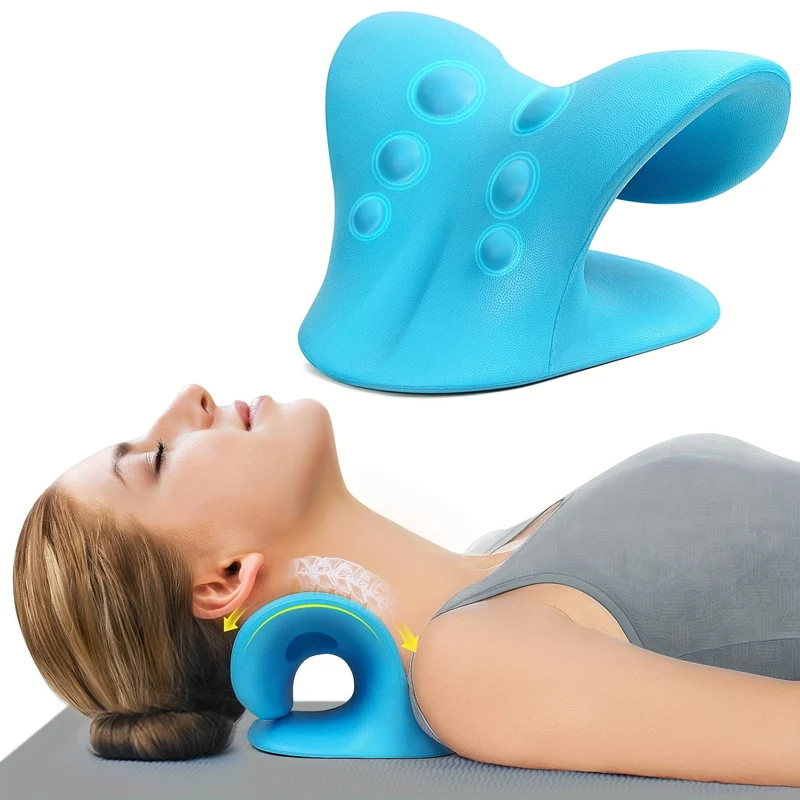 1 Stück EVA-Nacken- und Schulterentspannungsgerät, C-förmiges Zervikal-Traktionsgerät, Nackenentspannung und Ausrichtung der Halswirbelsäule, Chiropraktikkissen-Nackenstrecker-Massagegerät