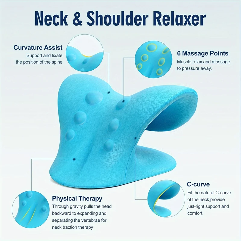 1 Stück EVA-Nacken- und Schulterentspannungsgerät, C-förmiges Zervikal-Traktionsgerät, Nackenentspannung und Ausrichtung der Halswirbelsäule, Chiropraktikkissen-Nackenstrecker-Massagegerät