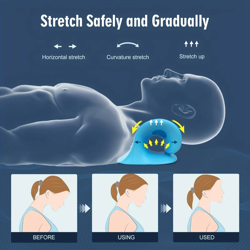 1 Stück EVA-Nacken- und Schulterentspannungsgerät, C-förmiges Zervikal-Traktionsgerät, Nackenentspannung und Ausrichtung der Halswirbelsäule, Chiropraktikkissen-Nackenstrecker-Massagegerät