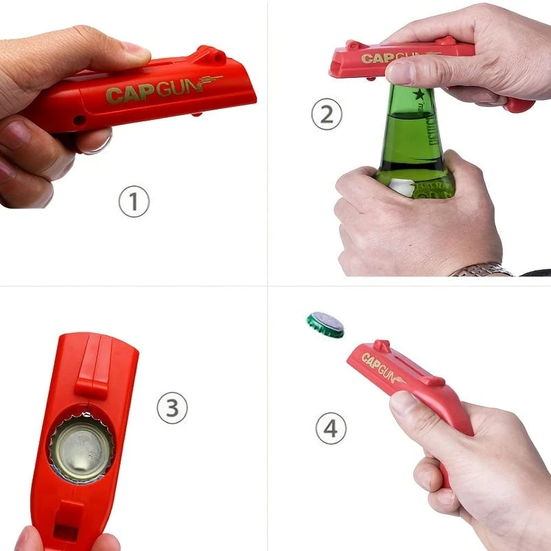 1 Stück Lustiger Flaschenöffner in Form einer Kappenpistole mit Korkenzieher – Perfekt für die Hausbar, Partys und Hochzeitsgeschenke