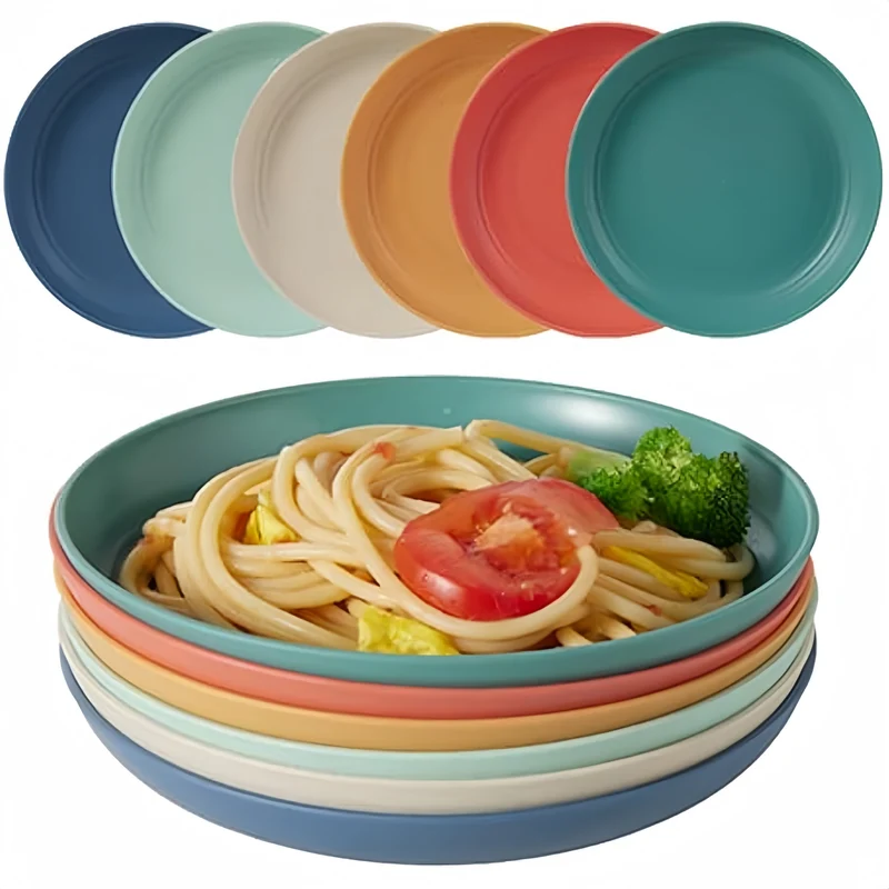 6 Stück 7.8 Zoll leichte Teller, unzerbrechliche tiefe Essteller, spülmaschinen- und mikrowellengeeignet, Pastateller, Obst-Dessertteller, BPA-frei, für Zuhause, Küche, Picknick, Camping, Wohnmobil, Geschirrzubehör