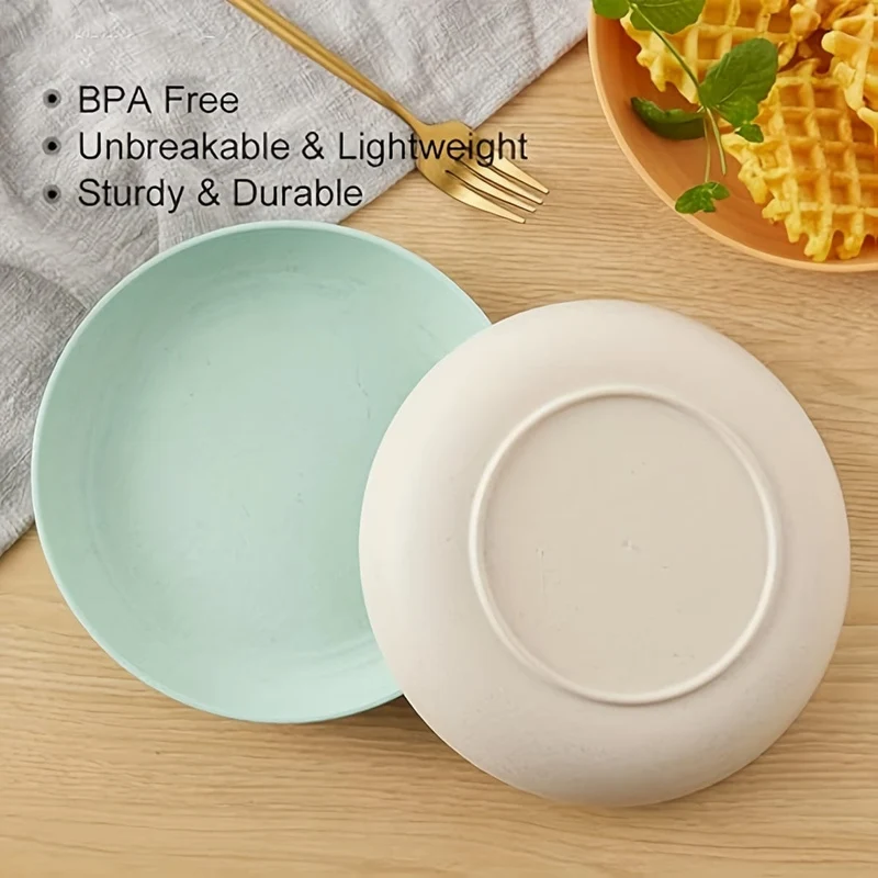 6 Stück 7.8 Zoll leichte Teller, unzerbrechliche tiefe Essteller, spülmaschinen- und mikrowellengeeignet, Pastateller, Obst-Dessertteller, BPA-frei, für Zuhause, Küche, Picknick, Camping, Wohnmobil, Geschirrzubehör