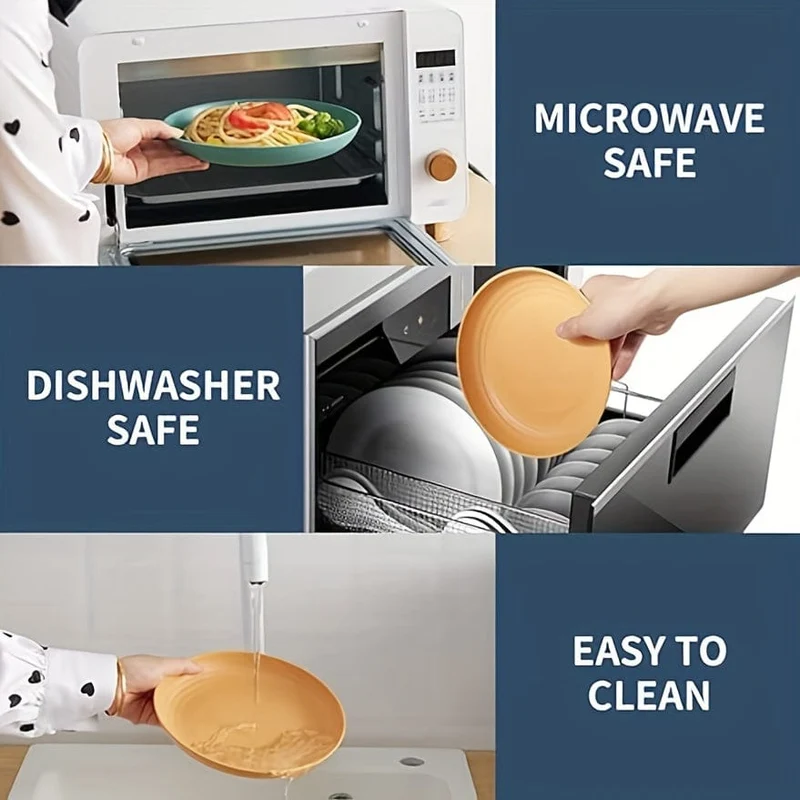 6 Stück 7.8 Zoll leichte Teller, unzerbrechliche tiefe Essteller, spülmaschinen- und mikrowellengeeignet, Pastateller, Obst-Dessertteller, BPA-frei, für Zuhause, Küche, Picknick, Camping, Wohnmobil, Geschirrzubehör