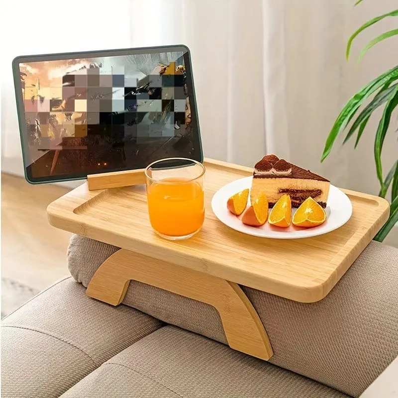 1 Stück Couch-Armlehnentisch, Sofa-Armlehnenablage, Couch-Armlehnenablage-Clip, mit Telefonhalter, faltbare, platzsparende Beistelltische, für Snacks, Obst, Getränke, Kaffee