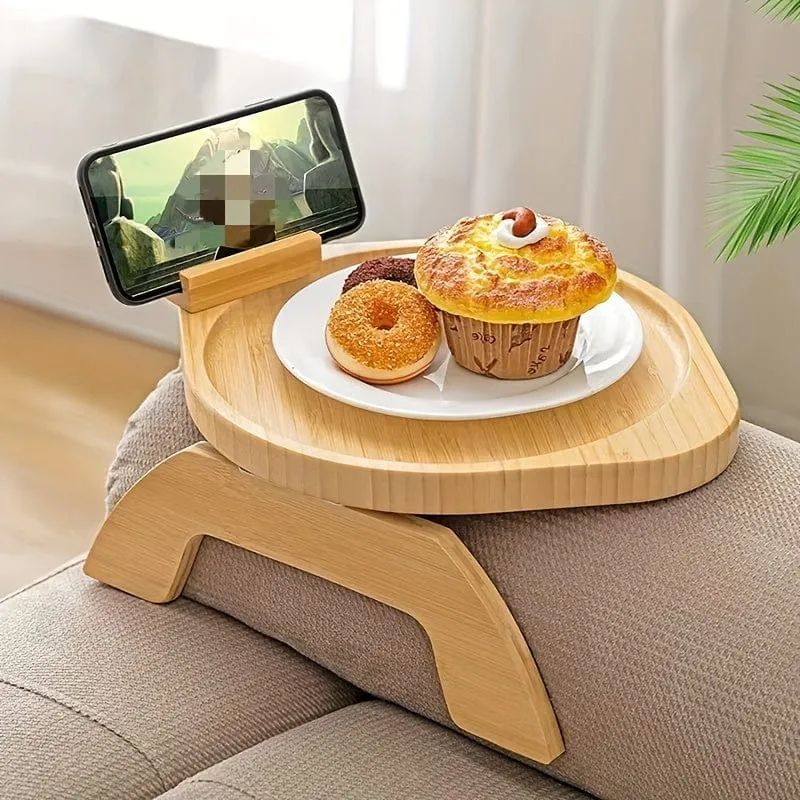 1 Stück Couch-Armlehnentisch, Sofa-Armlehnenablage, Couch-Armlehnenablage-Clip, mit Telefonhalter, faltbare, platzsparende Beistelltische, für Snacks, Obst, Getränke, Kaffee