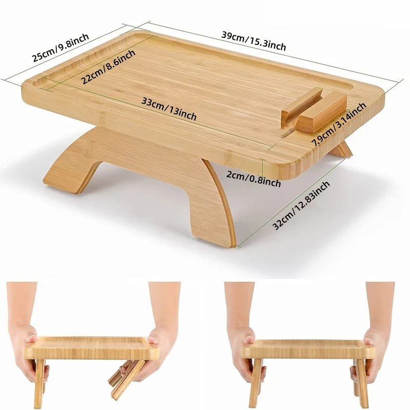 1 Stück Couch-Armlehnentisch, Sofa-Armlehnenablage, Couch-Armlehnenablage-Clip, mit Telefonhalter, faltbare, platzsparende Beistelltische, für Snacks, Obst, Getränke, Kaffee