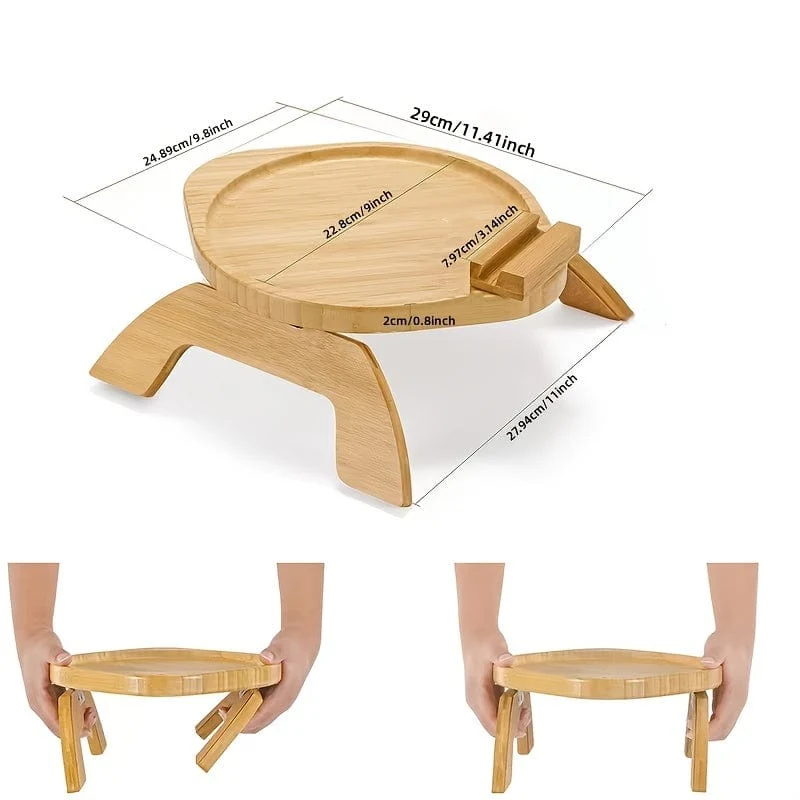 1 Stück Couch-Armlehnentisch, Sofa-Armlehnenablage, Couch-Armlehnenablage-Clip, mit Telefonhalter, faltbare, platzsparende Beistelltische, für Snacks, Obst, Getränke, Kaffee