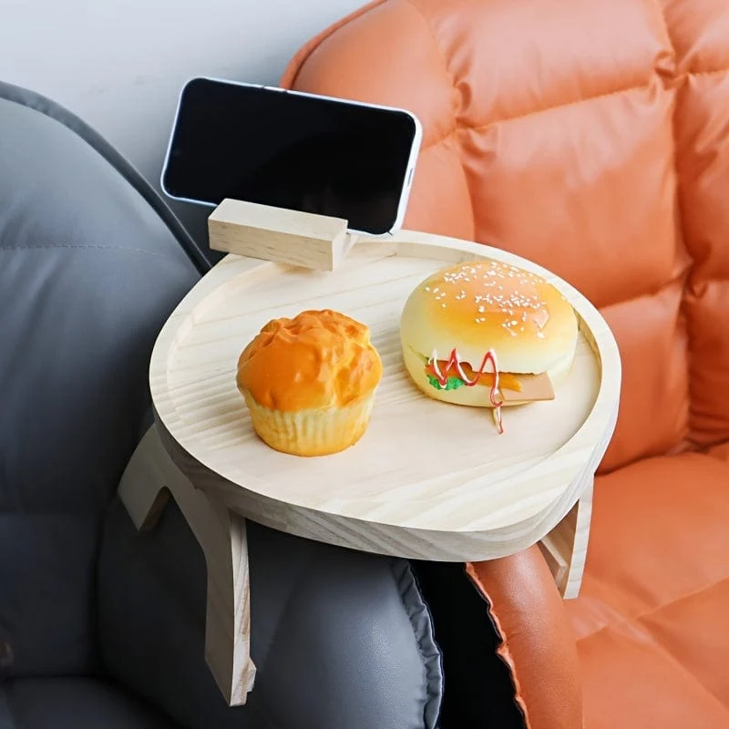 1 Stück Couch-Armlehnentisch, Sofa-Armlehnenablage, Couch-Armlehnenablage-Clip, mit Telefonhalter, faltbare, platzsparende Beistelltische, für Snacks, Obst, Getränke, Kaffee