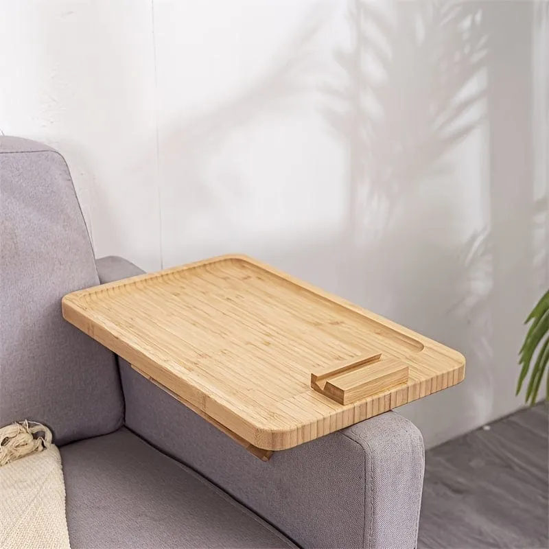 1 Stück Couch-Armlehnentisch, Sofa-Armlehnenablage, Couch-Armlehnenablage-Clip, mit Telefonhalter, faltbare, platzsparende Beistelltische, für Snacks, Obst, Getränke, Kaffee