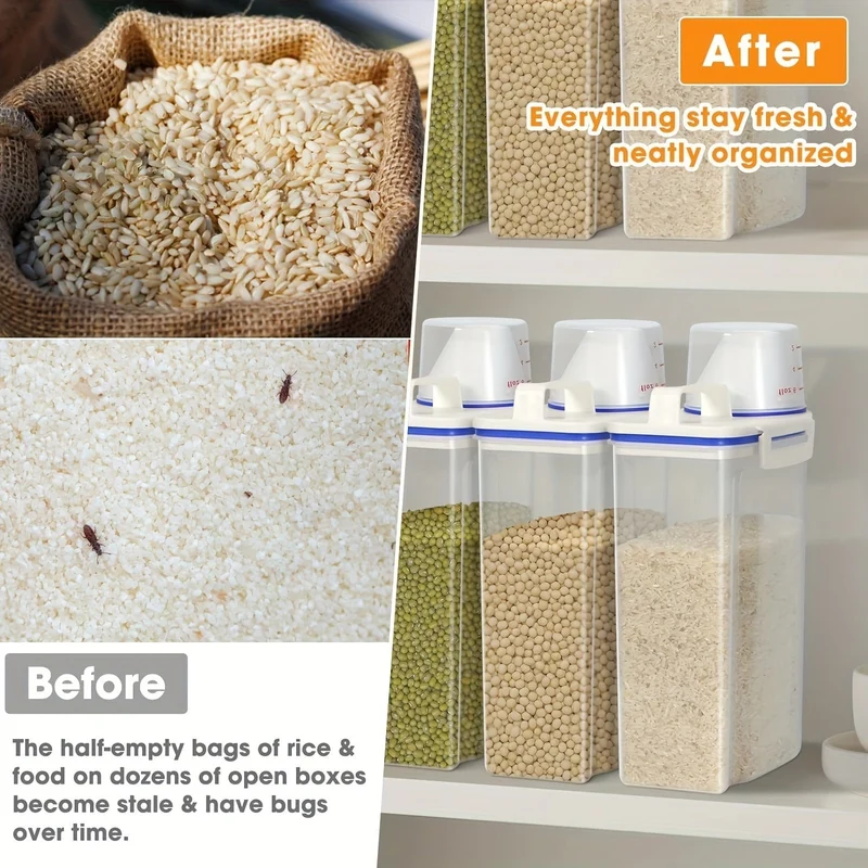 1 Stück Süßigkeiten-Organizer mit großer Kapazität, feuchtigkeitsbeständige, versiegelte Aufbewahrungsbox für Reis, Müsli, Getreide, Mehl, Hundefutter, Tiernahrung, luftdichter Reisspender für den Haushalt, Küchenbedarf für zu Hause