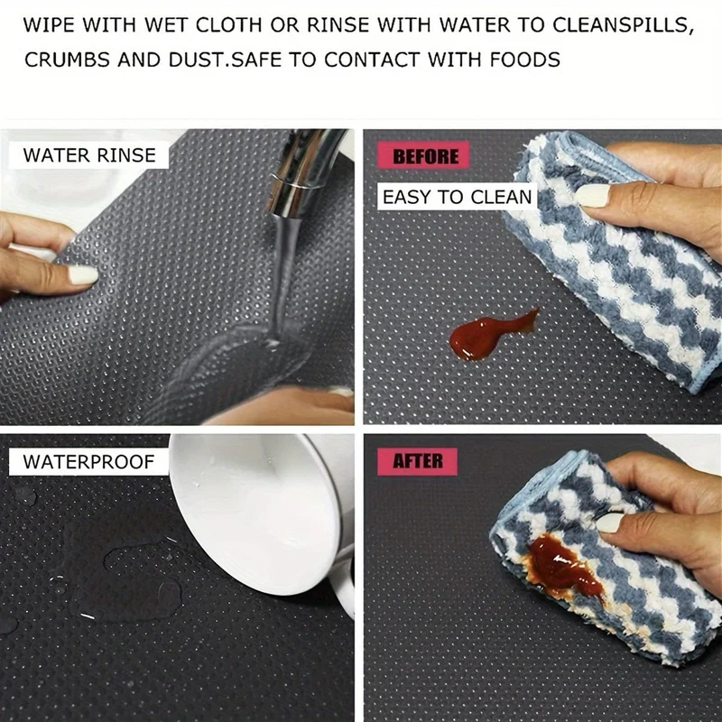 4 Stück Kühlschrankeinlagen, waschbare Kühlschrankmatten, wasserdichte, ölbeständige Kühlschrankeinlagen für Regale, Abdeckpolster für Gefrierschrank, Glasregal, Schrankschublade