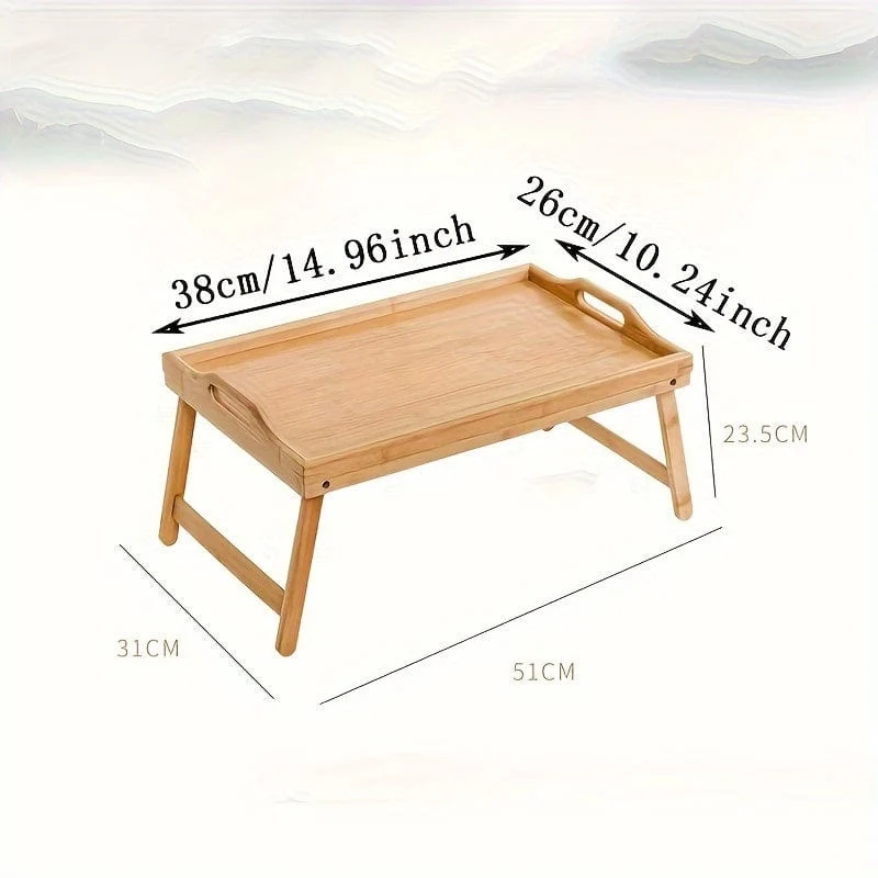 1-teiliges Betttischtablett aus Holz mit klappbaren Beinen, Frühstückstablett, Snacktablett, Arbeitstisch, Arbeitstisch, Laptoptisch, multifunktionales Holztablett für Picknick, Camping, Wohnheim, Sofa, Bett, Essen und Arbeiten, Tischdekoration