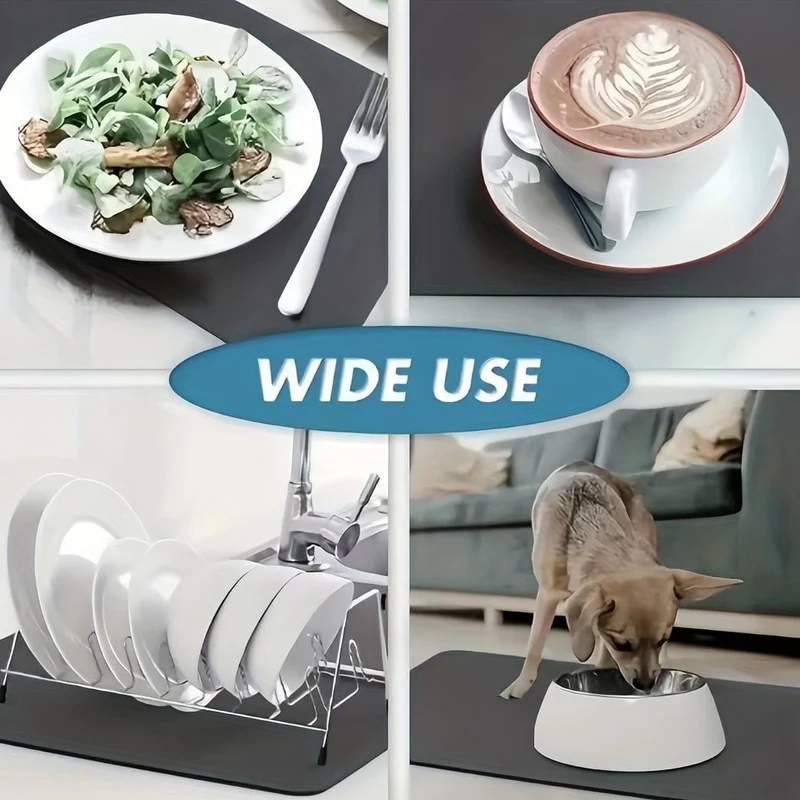 1 Stück, schnell trocknende Kaffeematte, Kaffeebar-Zubehör, rutschfeste, saugfähige Teller-Abtropfmatte im Boho-Stil für Küchentheken, Mikrofaser, geeignet für Kaffeemaschine, Kaffeekanne, super saugfähige Matte, gute Reinigung