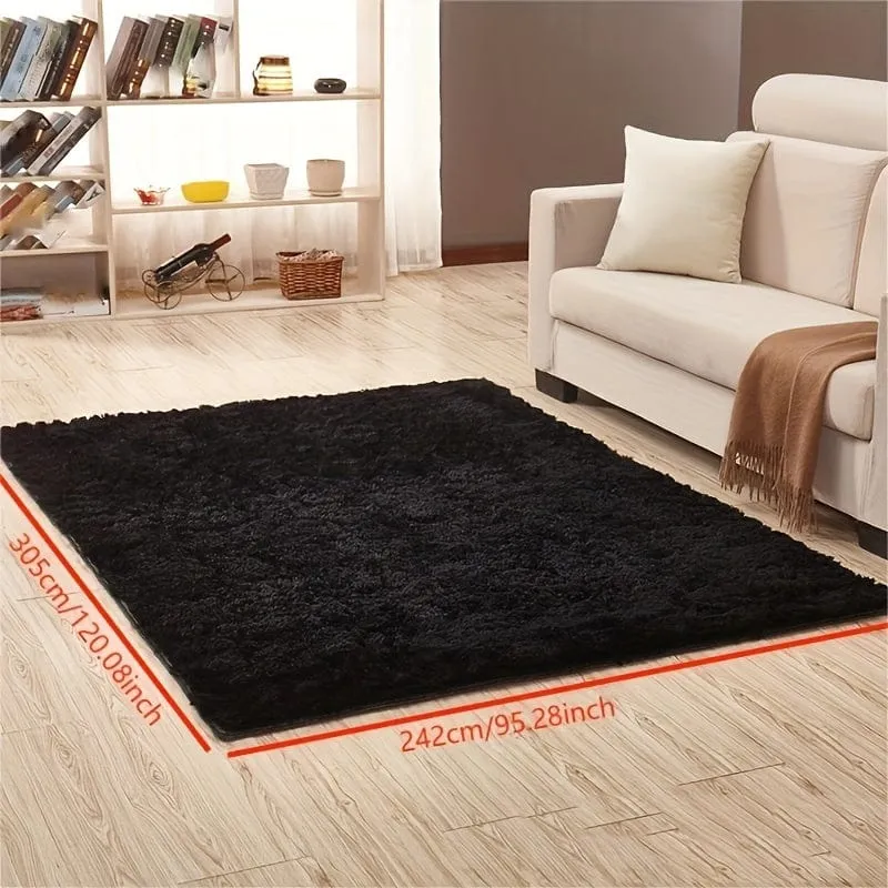 1 Stück, flauschiger Teppich, schwarze Shag-Teppiche, extra weiche und zottelige Teppiche, flauschige Innenteppiche für Schlafzimmer, Wohnzimmer, Heimteppich, Outdoor-Teppich, Heimdekoration