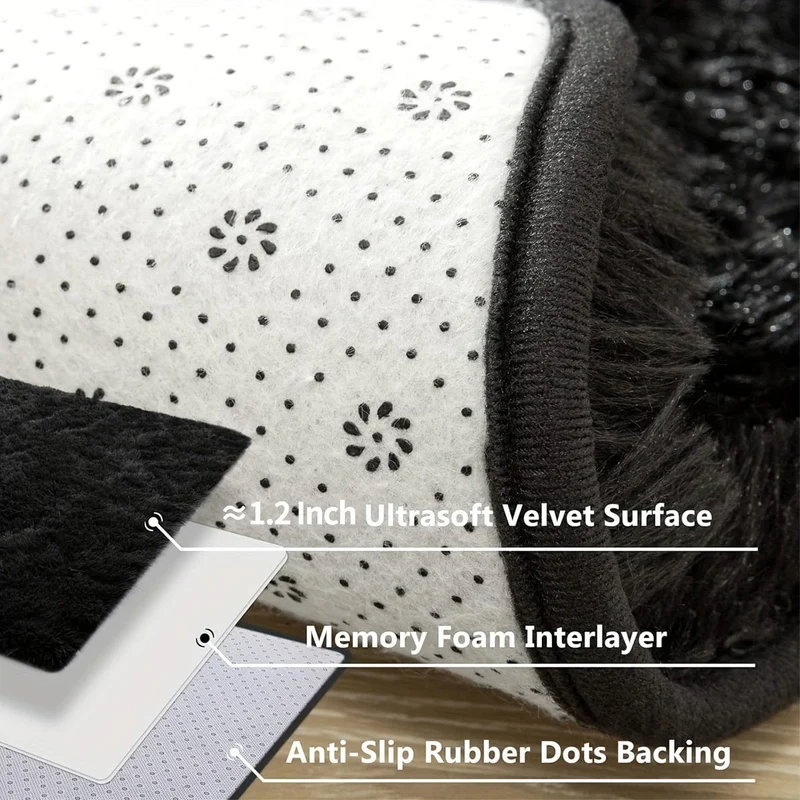 1 Stück, flauschiger Teppich, schwarze Shag-Teppiche, extra weiche und zottelige Teppiche, flauschige Innenteppiche für Schlafzimmer, Wohnzimmer, Heimteppich, Outdoor-Teppich, Heimdekoration