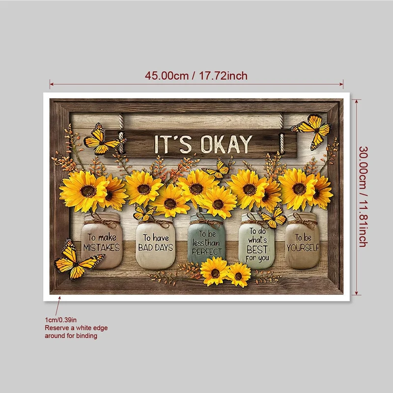1 Stück rustikales Leinwanddruck-Poster, Sonnenblumen-Leinwand-Wandkunst, Kunstwerk, Wandgemälde für Badezimmer, Schlafzimmer, Büro, Wohnzimmer, Wanddekoration, Heimdekoration, ohne Rahmen