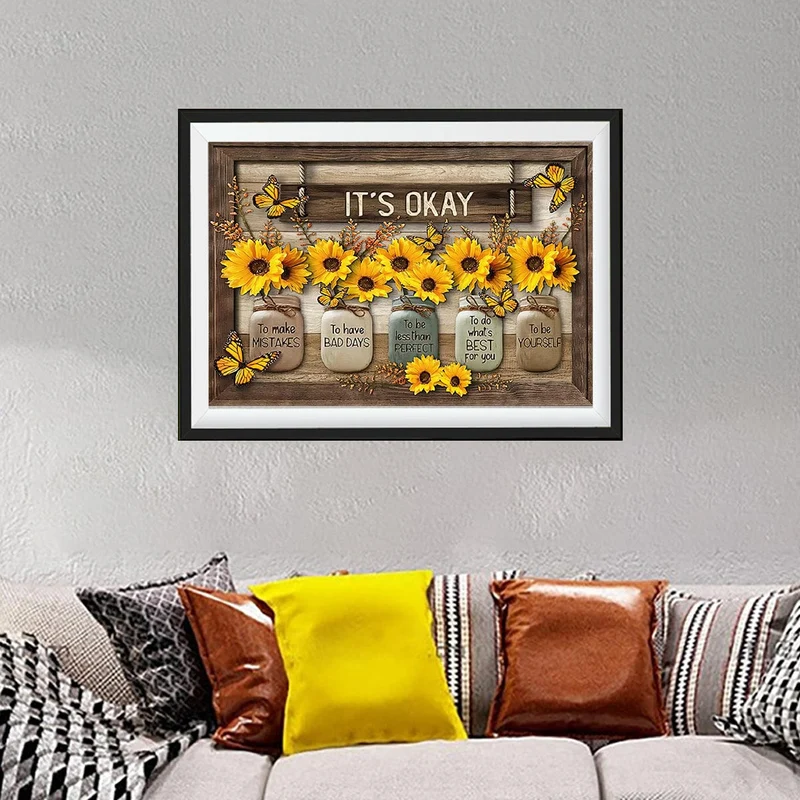 1 Stück rustikales Leinwanddruck-Poster, Sonnenblumen-Leinwand-Wandkunst, Kunstwerk, Wandgemälde für Badezimmer, Schlafzimmer, Büro, Wohnzimmer, Wanddekoration, Heimdekoration, ohne Rahmen