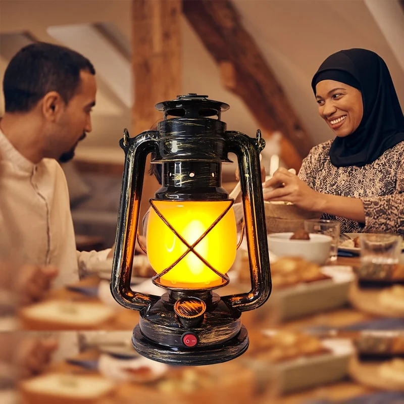 1 x hängende LED-Laterne im Vintage-Stil mit wiederaufladbarer tanzender Flamme für den Außenbereich, Laterne zur Heimdekoration, lange Batterielebensdauer für Esszimmer, Garten, Terrasse, Hofweg, Ramadan-Dekoration