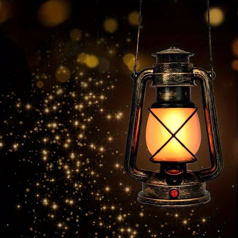 1 x hängende LED-Laterne im Vintage-Stil mit wiederaufladbarer tanzender Flamme für den Außenbereich, Laterne zur Heimdekoration, lange Batterielebensdauer für Esszimmer, Garten, Terrasse, Hofweg, Ramadan-Dekoration