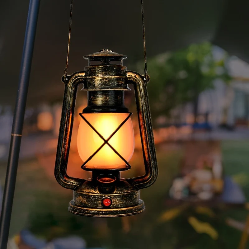 1 x hängende LED-Laterne im Vintage-Stil mit wiederaufladbarer tanzender Flamme für den Außenbereich, Laterne zur Heimdekoration, lange Batterielebensdauer für Esszimmer, Garten, Terrasse, Hofweg, Ramadan-Dekoration