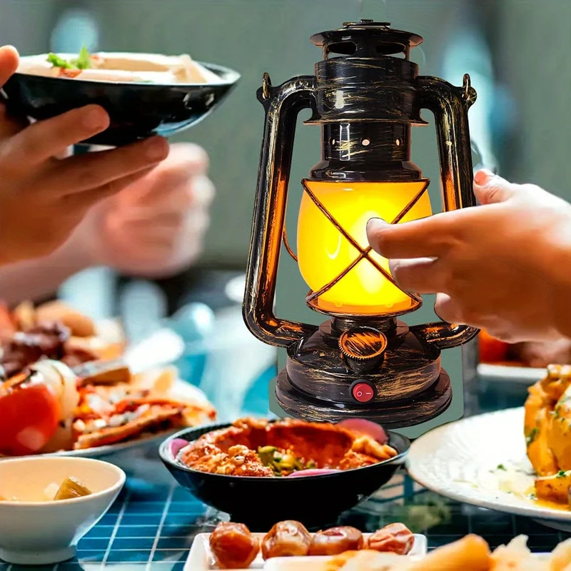 1 x hängende LED-Laterne im Vintage-Stil mit wiederaufladbarer tanzender Flamme für den Außenbereich, Laterne zur Heimdekoration, lange Batterielebensdauer für Esszimmer, Garten, Terrasse, Hofweg, Ramadan-Dekoration