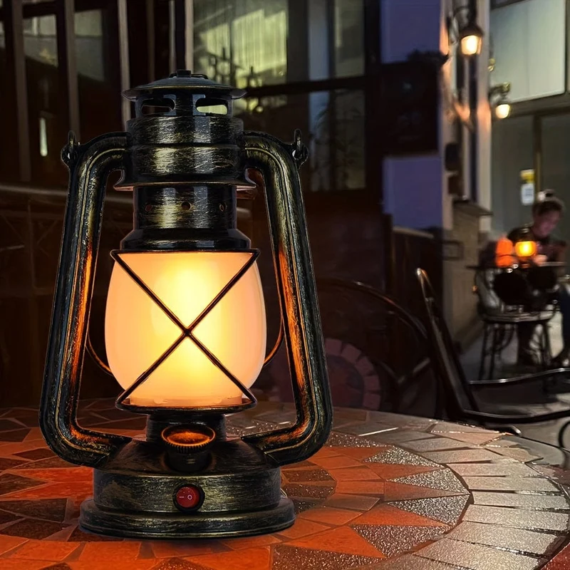1 x hängende LED-Laterne im Vintage-Stil mit wiederaufladbarer tanzender Flamme für den Außenbereich, Laterne zur Heimdekoration, lange Batterielebensdauer für Esszimmer, Garten, Terrasse, Hofweg, Ramadan-Dekoration