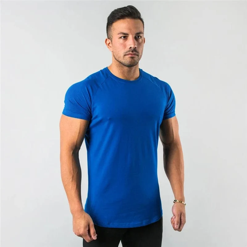 Neue Mode Plain Tops Tees Fitness Herren T Shirt Kurzarm Muscle Jogger Bodybuilding T-shirt Männliche Fitness-Studio Kleidung Slim fit Shirt
