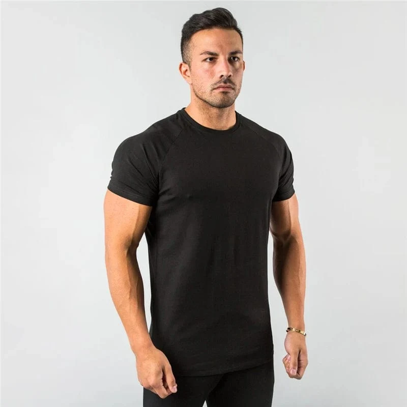 Neue Mode Plain Tops Tees Fitness Herren T Shirt Kurzarm Muscle Jogger Bodybuilding T-shirt Männliche Fitness-Studio Kleidung Slim fit Shirt