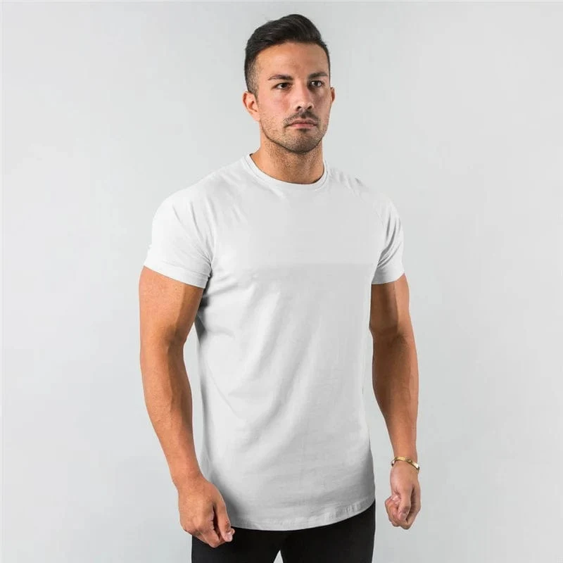 Neue Mode Plain Tops Tees Fitness Herren T Shirt Kurzarm Muscle Jogger Bodybuilding T-shirt Männliche Fitness-Studio Kleidung Slim fit Shirt