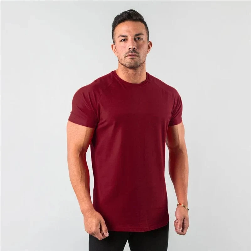 Neue Mode Plain Tops Tees Fitness Herren T Shirt Kurzarm Muscle Jogger Bodybuilding T-shirt Männliche Fitness-Studio Kleidung Slim fit Shirt