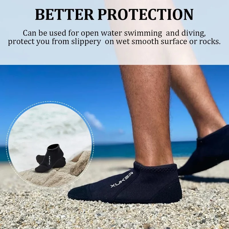 3 mm Neoprensocken für Herren und Damen, für Beachvolleyball, Tauchen, Schwimmen, Schnorcheln, Kajakfahren, niedrig geschnittene Wasserfüßlinge, Flatlock-Nähte