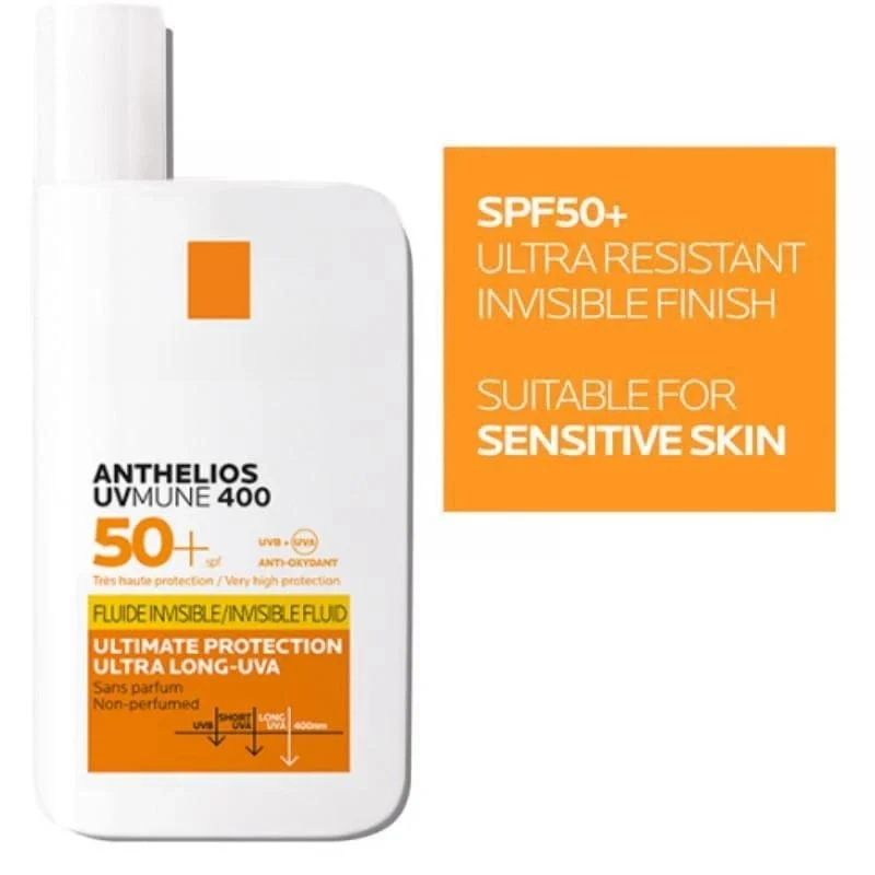 5-teiliges Set Sonnenschutz für das Gesicht, LSF 50+, unsichtbare Flüssigkeit/Feuchtigkeitscreme, leicht, nicht fettend, Breitspektrum-Sonnenschutz für trockene bis normale Haut