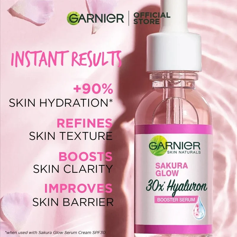 Sakura Glow 30x Hyaluronic Booster Hautpflege Gesichtsserum Natürliches Glow Serum Pflegendes Serum Gesichtsfeuchtigkeitscreme