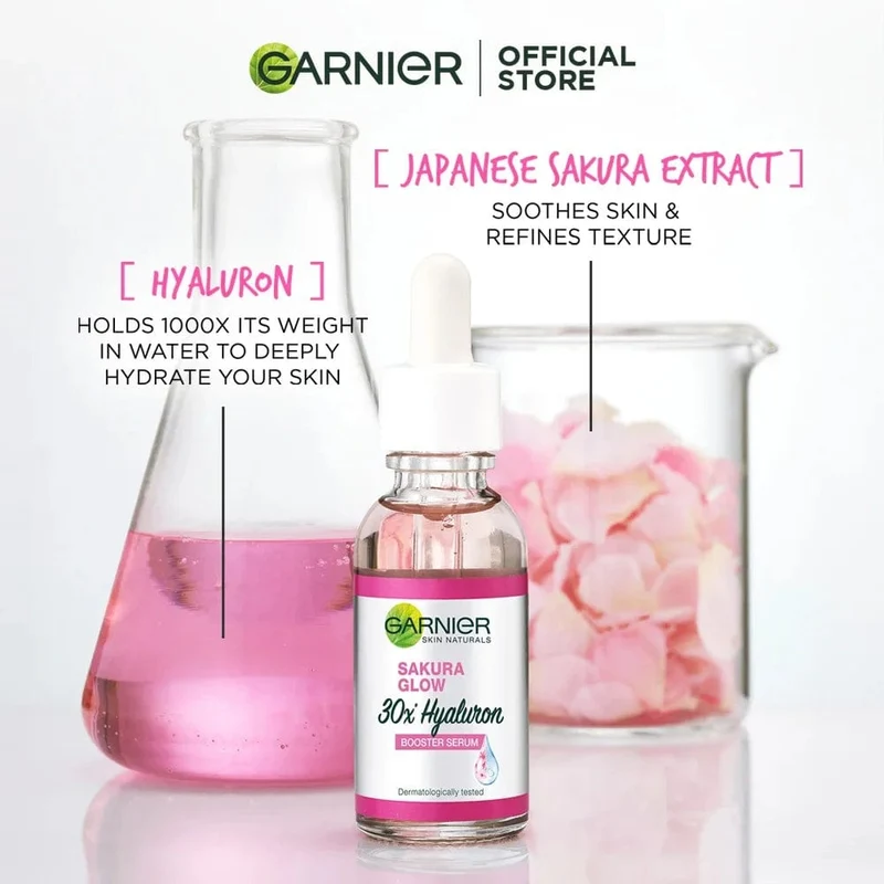 Sakura Glow 30x Hyaluronic Booster Hautpflege Gesichtsserum Natürliches Glow Serum Pflegendes Serum Gesichtsfeuchtigkeitscreme