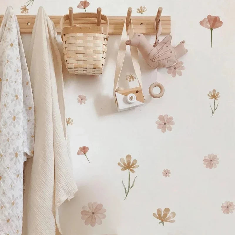 Boho Blumen Wandaufkleber Aquarell Schlafzimmer Wohnzimmer Wohnkultur Kunst Umweltfreundliche Abnehmbare Aufkleber PVC Wandbilder