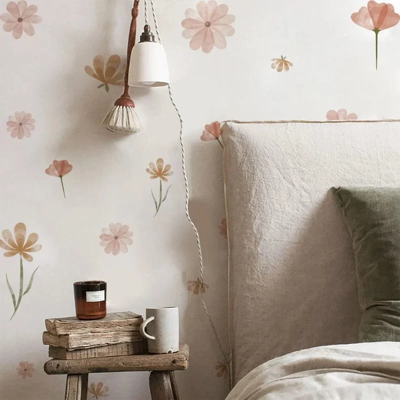 Boho Blumen Wandaufkleber Aquarell Schlafzimmer Wohnzimmer Wohnkultur Kunst Umweltfreundliche Abnehmbare Aufkleber PVC Wandbilder