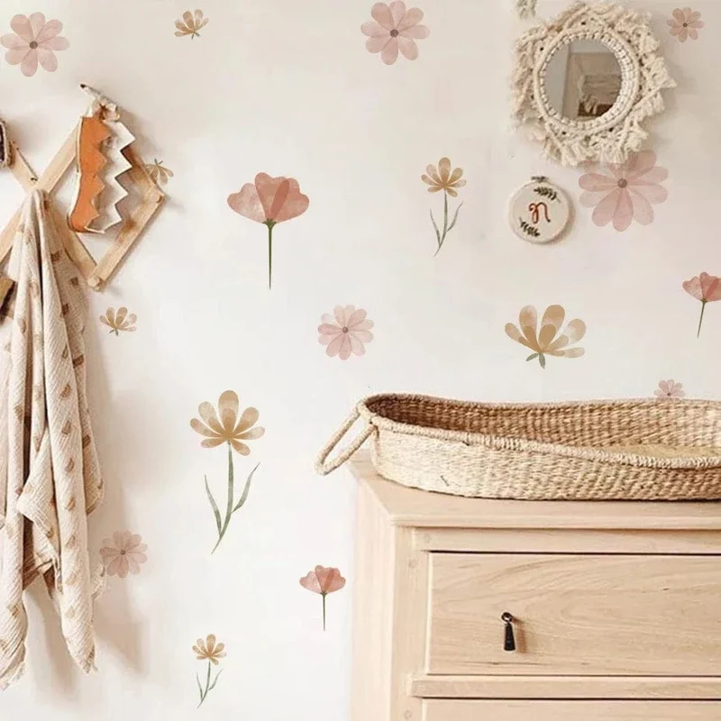 Boho Blumen Wandaufkleber Aquarell Schlafzimmer Wohnzimmer Wohnkultur Kunst Umweltfreundliche Abnehmbare Aufkleber PVC Wandbilder