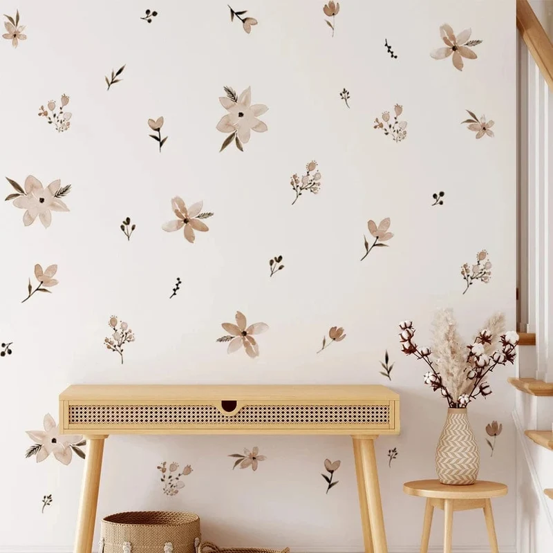 Boho Blumen Wandaufkleber Aquarell Schlafzimmer Wohnzimmer Wohnkultur Kunst Umweltfreundliche Abnehmbare Aufkleber PVC Wandbilder
