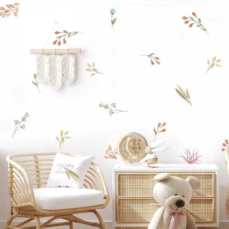 Boho Blumen Wandaufkleber Aquarell Schlafzimmer Wohnzimmer Wohnkultur Kunst Umweltfreundliche Abnehmbare Aufkleber PVC Wandbilder