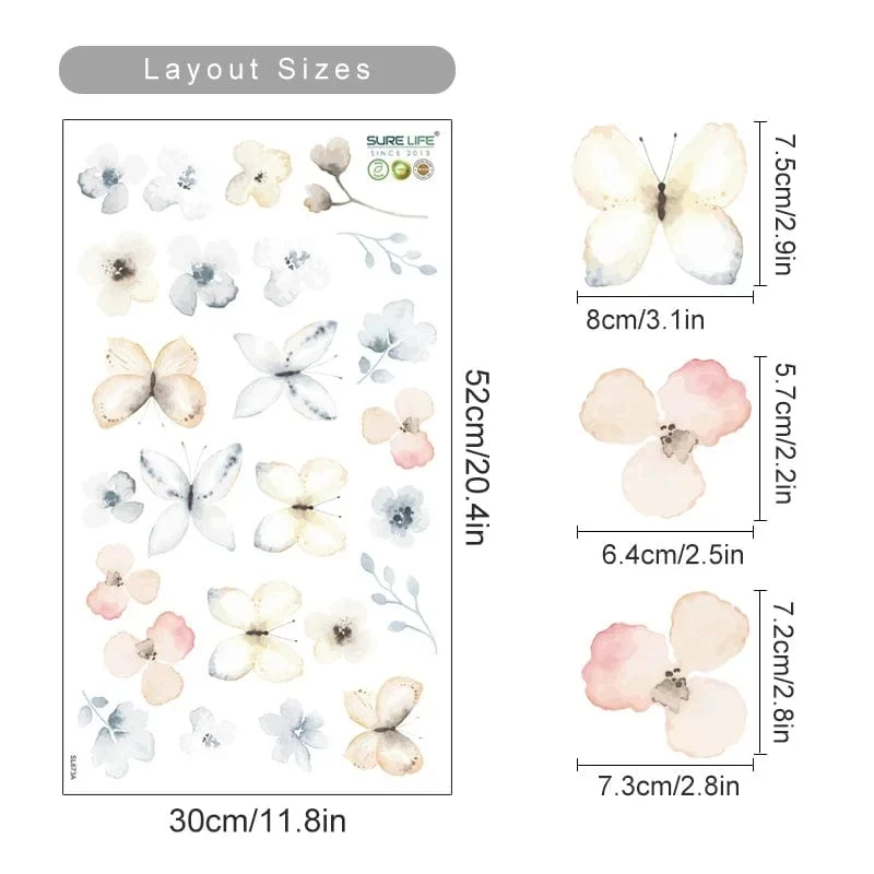 Boho Blumen Wandaufkleber Aquarell Schlafzimmer Wohnzimmer Wohnkultur Kunst Umweltfreundliche Abnehmbare Aufkleber PVC Wandbilder