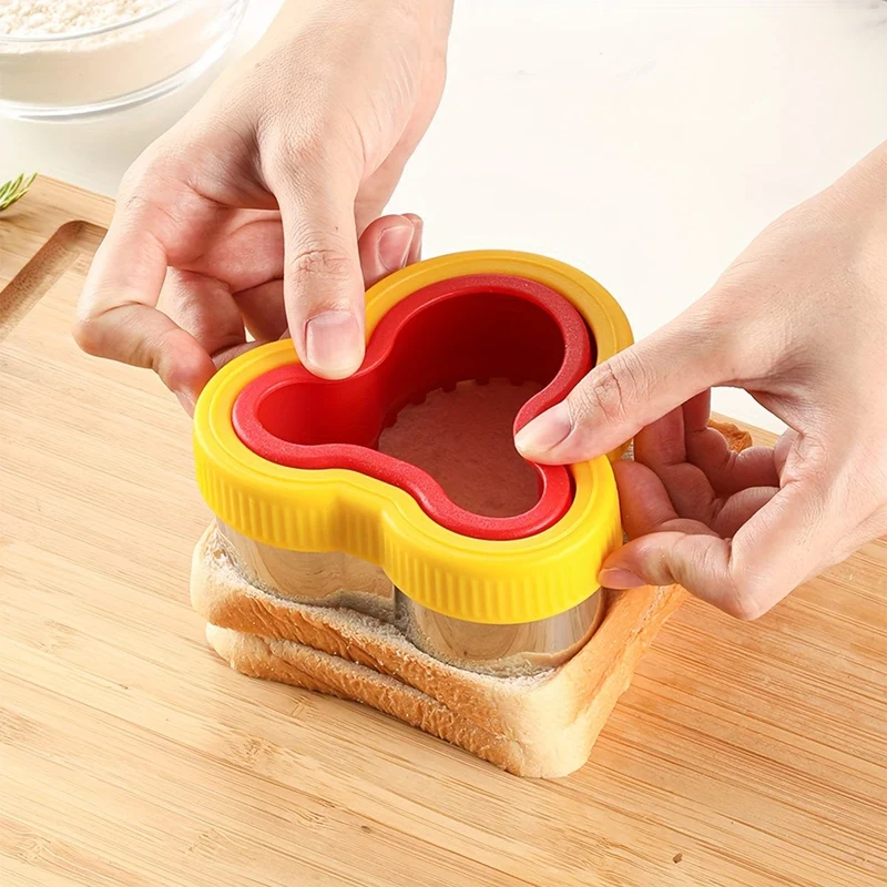1 Edelstahl-Schneideform in Bärenform, Sandwich-Schneideform mit Handschutz, Brotform, multifunktionale Sandwich-, Toast-, Obst-Schneideform, Keksform, DIY-Backform