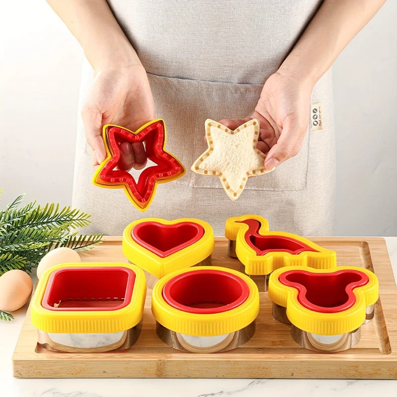 1 Edelstahl-Schneideform in Bärenform, Sandwich-Schneideform mit Handschutz, Brotform, multifunktionale Sandwich-, Toast-, Obst-Schneideform, Keksform, DIY-Backform