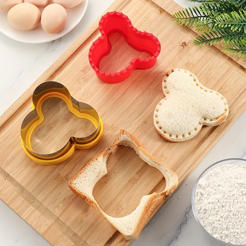 1 Edelstahl-Schneideform in Bärenform, Sandwich-Schneideform mit Handschutz, Brotform, multifunktionale Sandwich-, Toast-, Obst-Schneideform, Keksform, DIY-Backform
